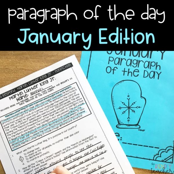 Text Evidence Reading Paragraph of the Day January Edition