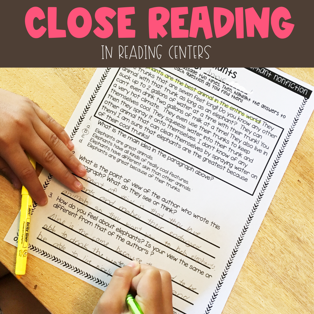 Close Reading Centers for Upper Elementary
