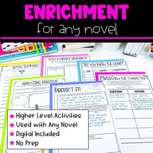 Enrichment Activities for Any Novel - Novel Studies, Book Clubs, Enrichment