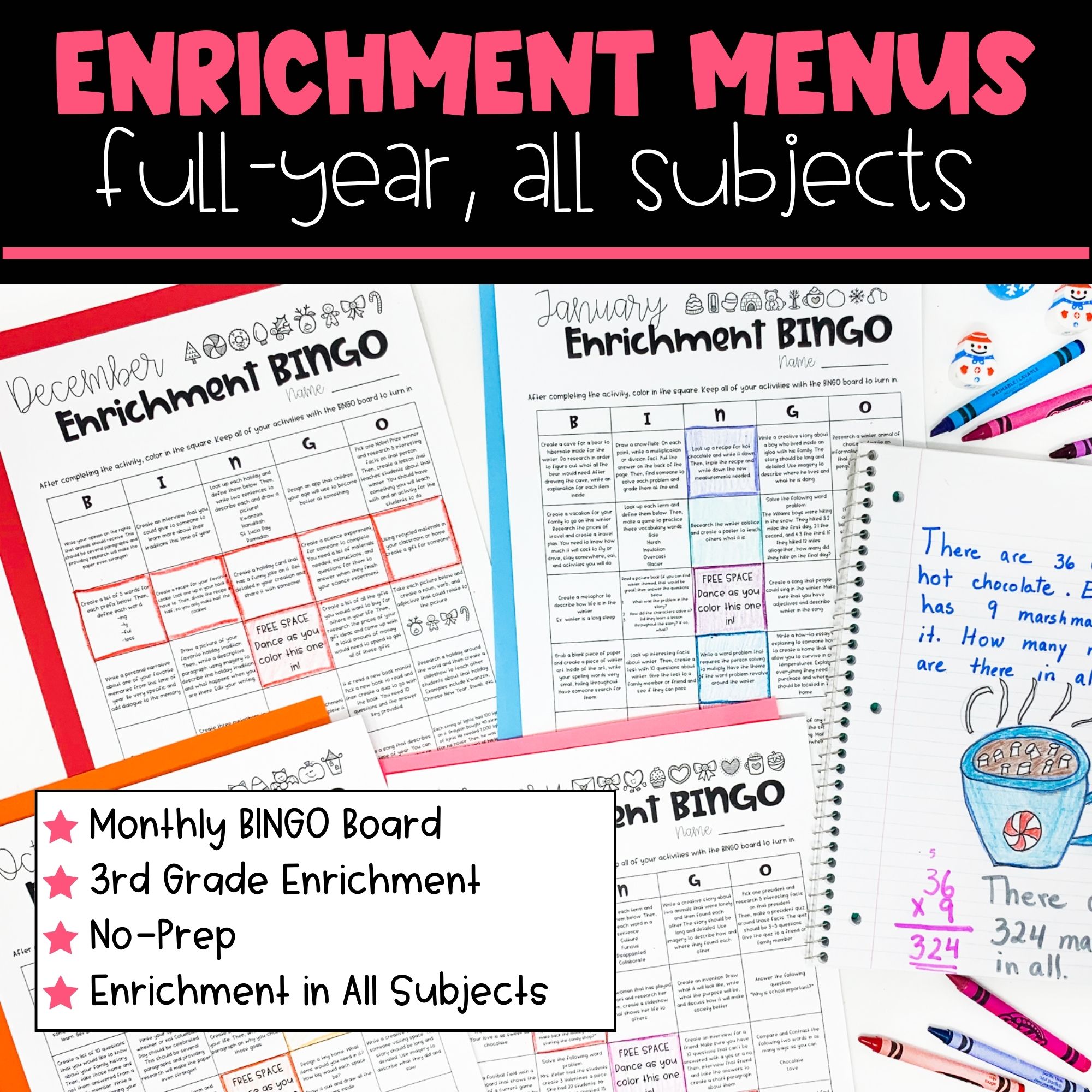 Enrichment Menus for 3rd Graders – Full Year Early Finishers